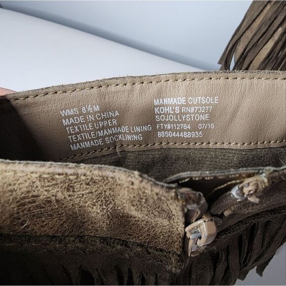 So Jolly Stone Fringed Ankle Boots Size 8.5 Brown Manmade Textile Upper - Picture 3 of 4